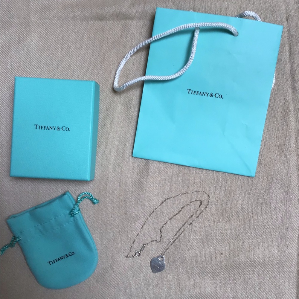 Small Sterling Tiffany Heart Tag Charm Necklace